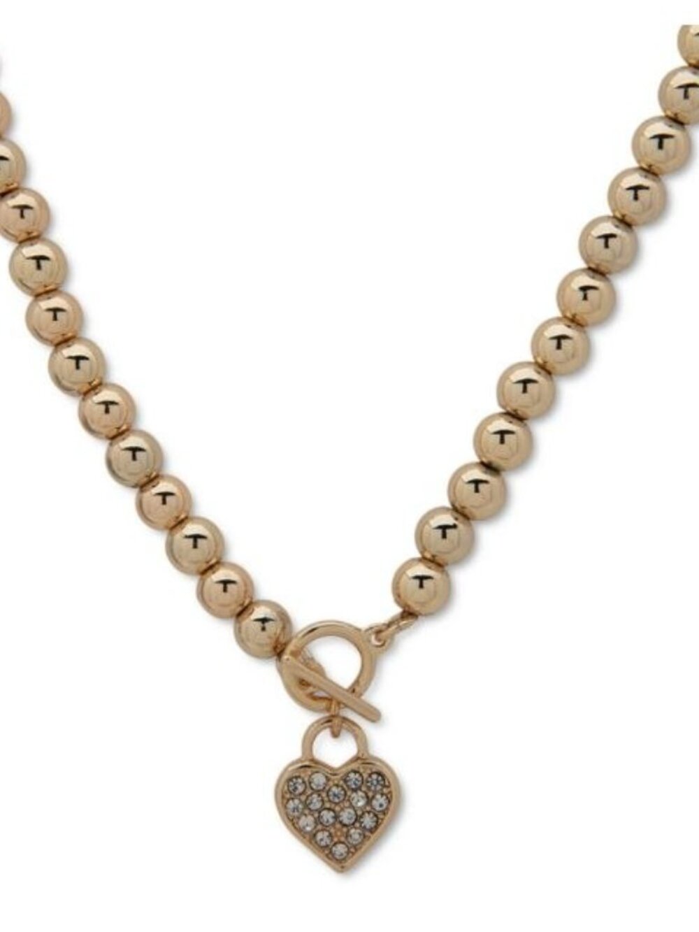 Anne Klein Gold-Tone Crystal Heart Pendant Necklace 16"+3' extender